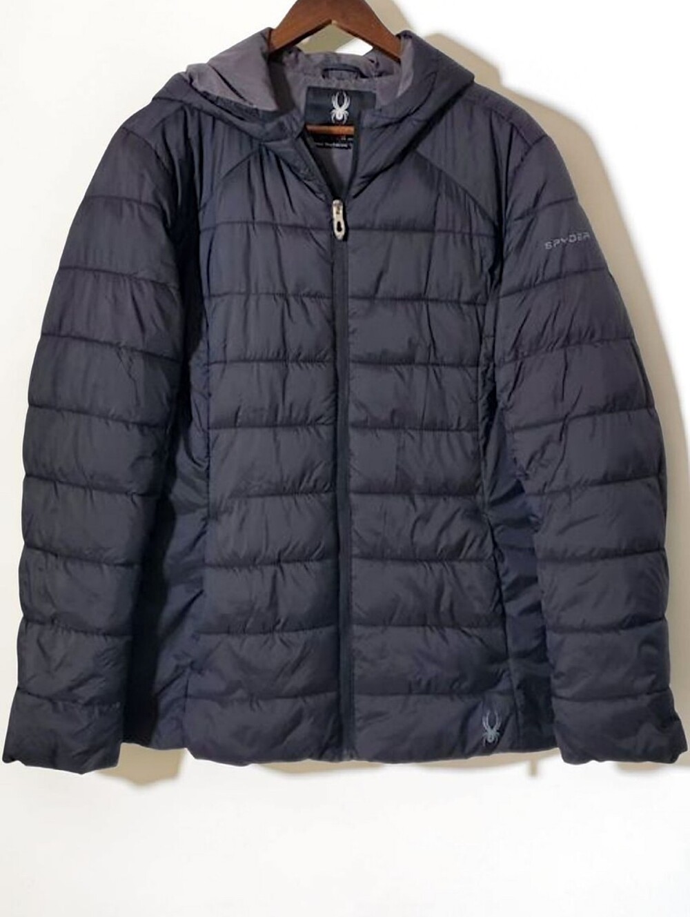 Spyder Lightweight Hooded Puffer Jacket Size XL Black Outdoor Womens